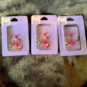 Claire’s Belly rings 13 pieces rhinestone zebra pink 14 gauge stainless steel